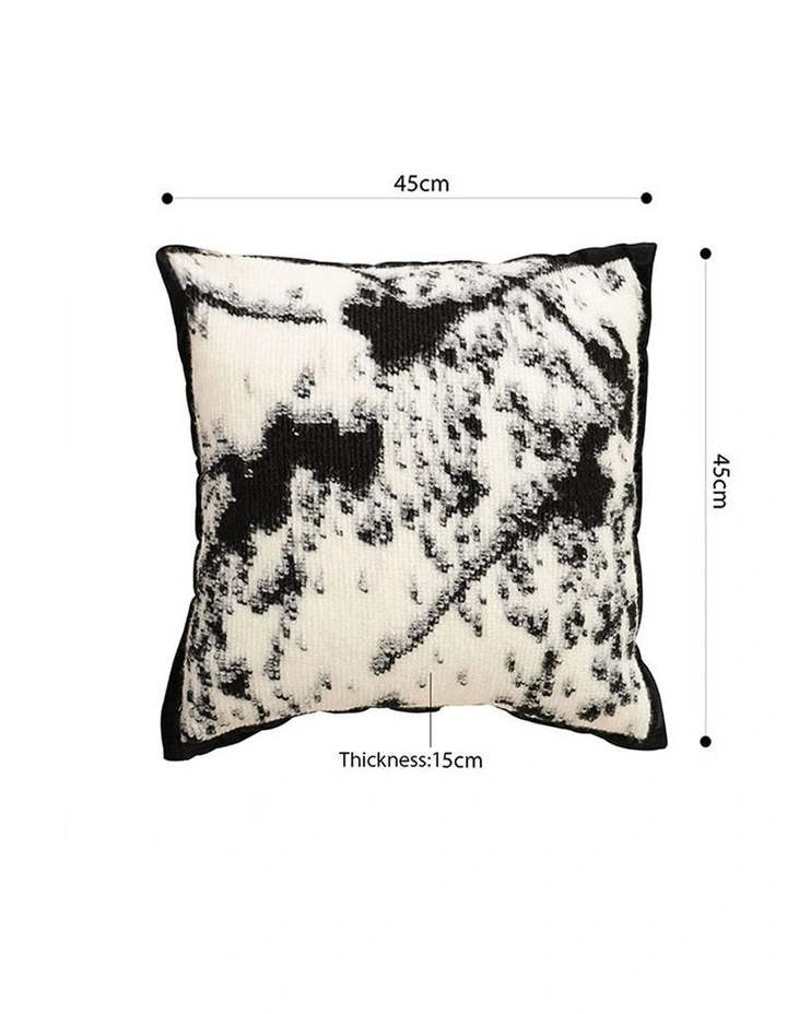SOGA 2X 45cm Light Vintage Leopard Print Black & White Ink Splatter Wide-Edge SquareThrow Pillow image 5