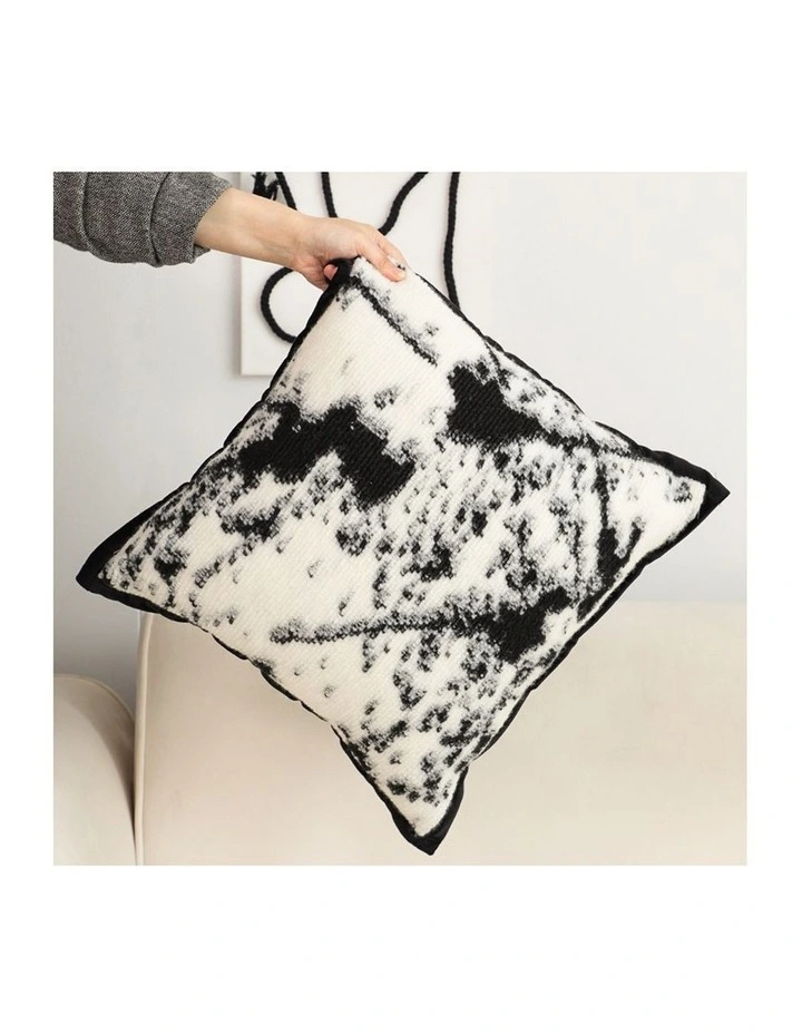 SOGA 2X 45cm Light Vintage Leopard Print Black & White Ink Splatter Wide-Edge SquareThrow Pillow image 6