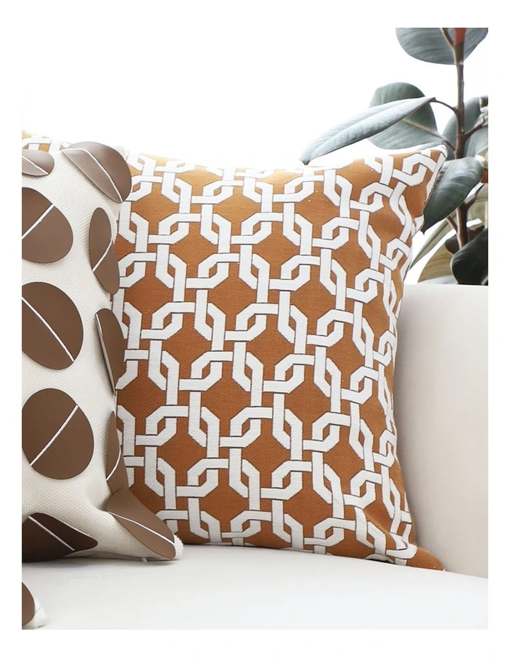 SOGA 2X 45cm Brown Checkered Chain Jacquard Square Pillow Decorative Cushion for Living Room image 3