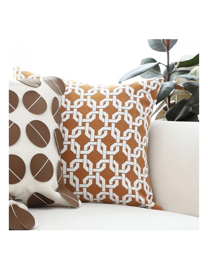 SOGA 2X 45cm Brown Checkered Chain Jacquard Square Pillow Decorative Cushion for Living Room image 5