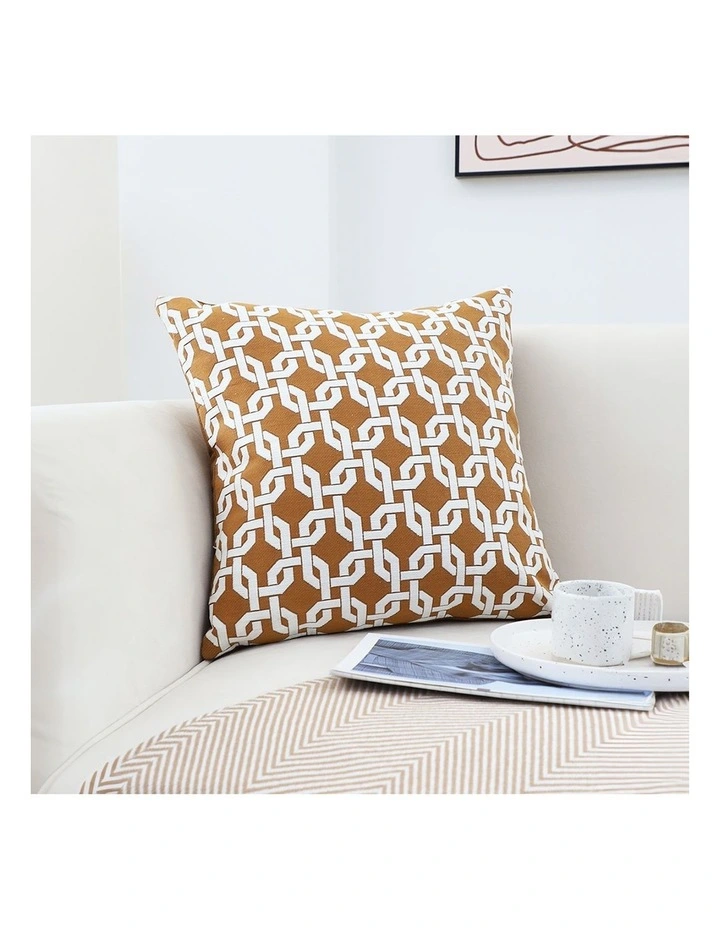 SOGA 2X 45cm Brown Checkered Chain Jacquard Square Pillow Decorative Cushion for Living Room image 6