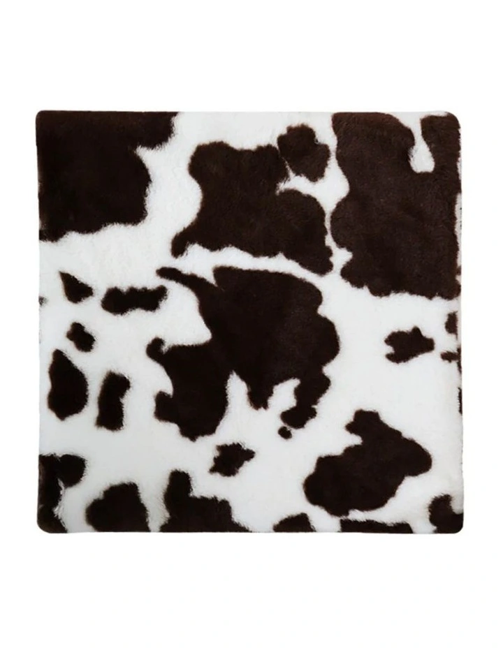 SOGA 50cm Coffee Cowhide Print Square Plush Cushion image 1