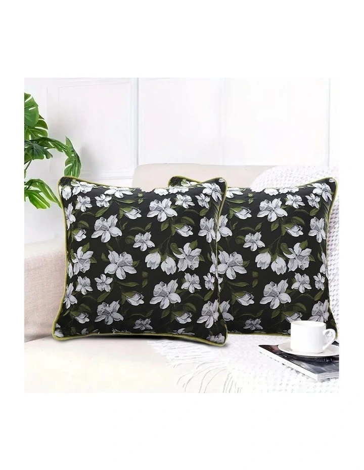 SOGA 2X 45cm Subtle Foliage Green Pillow Subtle Orchid Blossom Square Throw Pillow image 4