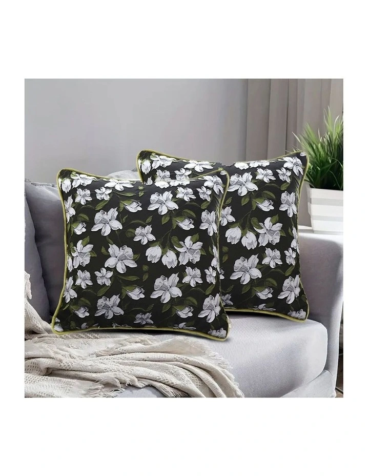 SOGA 2X 45cm Subtle Foliage Green Pillow Subtle Orchid Blossom Square Throw Pillow image 6