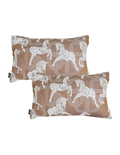 SOGA 2X 35cm Bohemian Camel Brown White Horse Pattern Throw Pillow