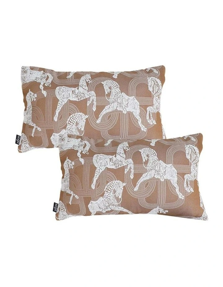 SOGA 2X 35cm Bohemian Camel Brown White Horse Pattern Throw Pillow image 1
