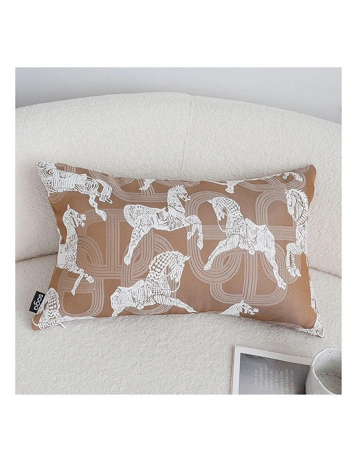 SOGA 2X 35cm Bohemian Camel Brown White Horse Pattern Throw Pillow image 2