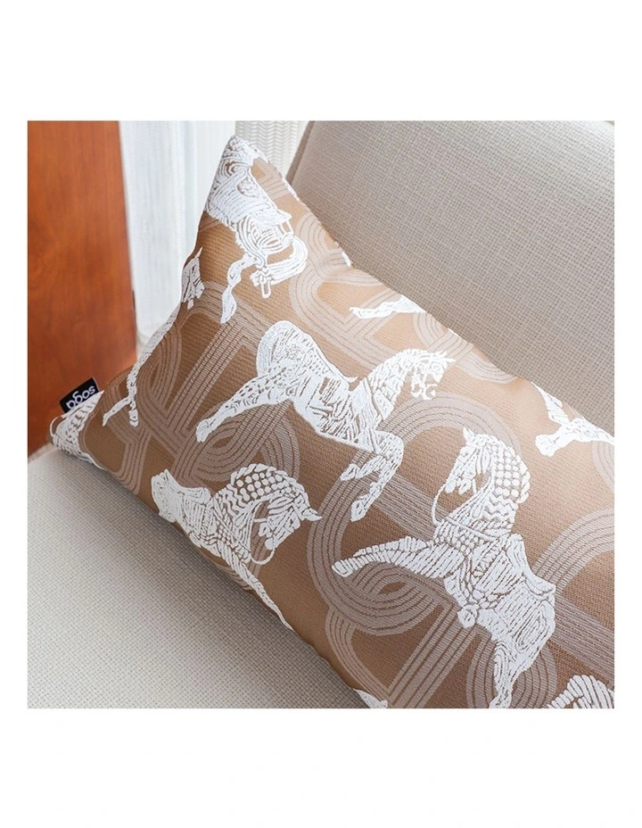SOGA 2X 35cm Bohemian Camel Brown White Horse Pattern Throw Pillow image 6