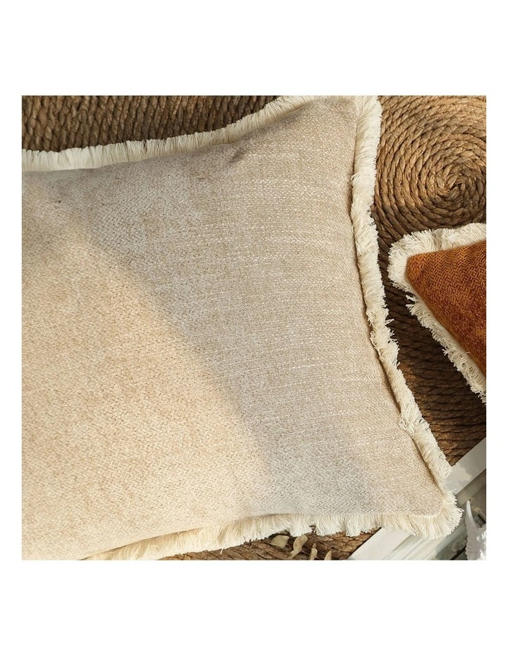SOGA 2X 45cm Milk Coffee Home Aesthetic Chenille Texture Tassel Square Throw pillow image 5