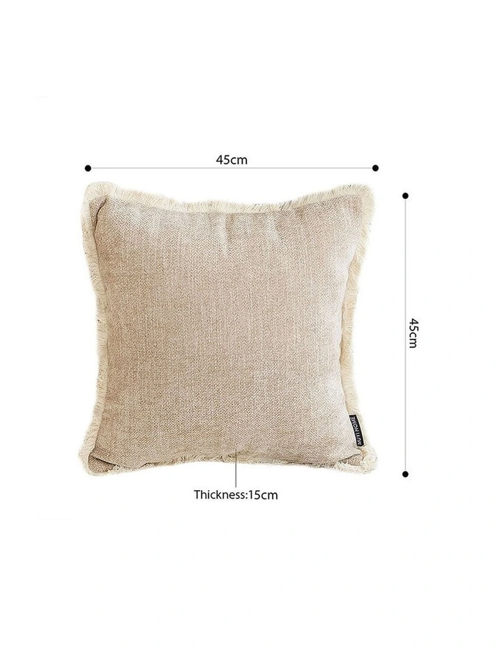 SOGA 2X 45cm Milk Coffee Home Aesthetic Chenille Texture Tassel Square Throw pillow image 6