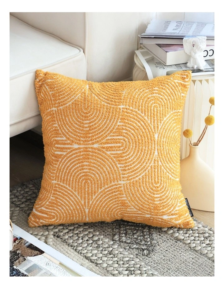 SOGA 2X 50cm Mustard Yellow Throw Pillow Geometric Indoor and Outdoor Corded for Home Decor image 2