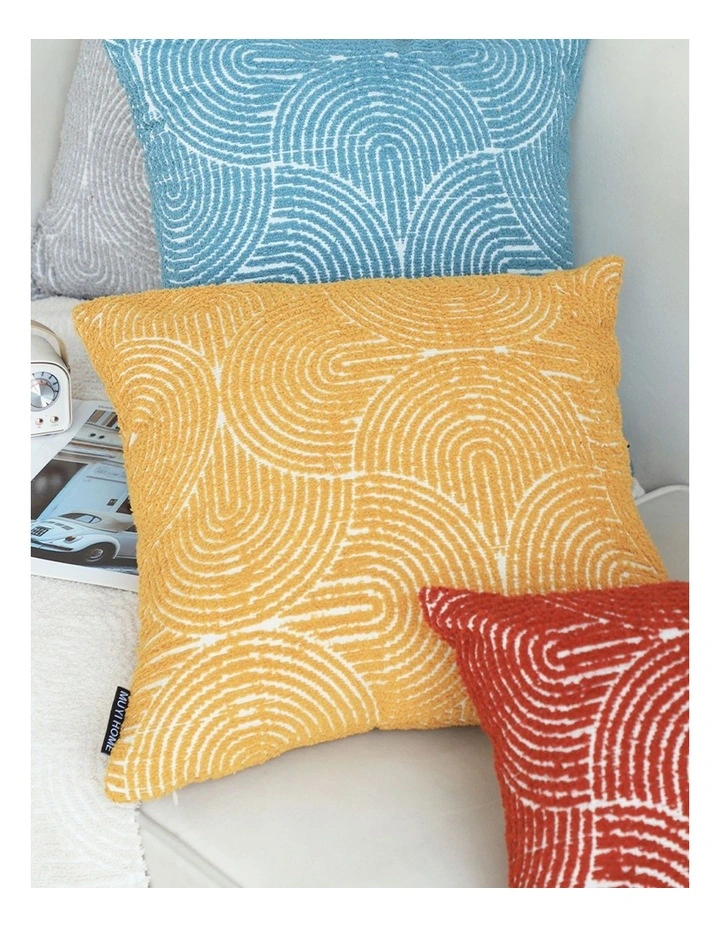 SOGA 2X 50cm Mustard Yellow Throw Pillow Geometric Indoor and Outdoor Corded for Home Decor image 3