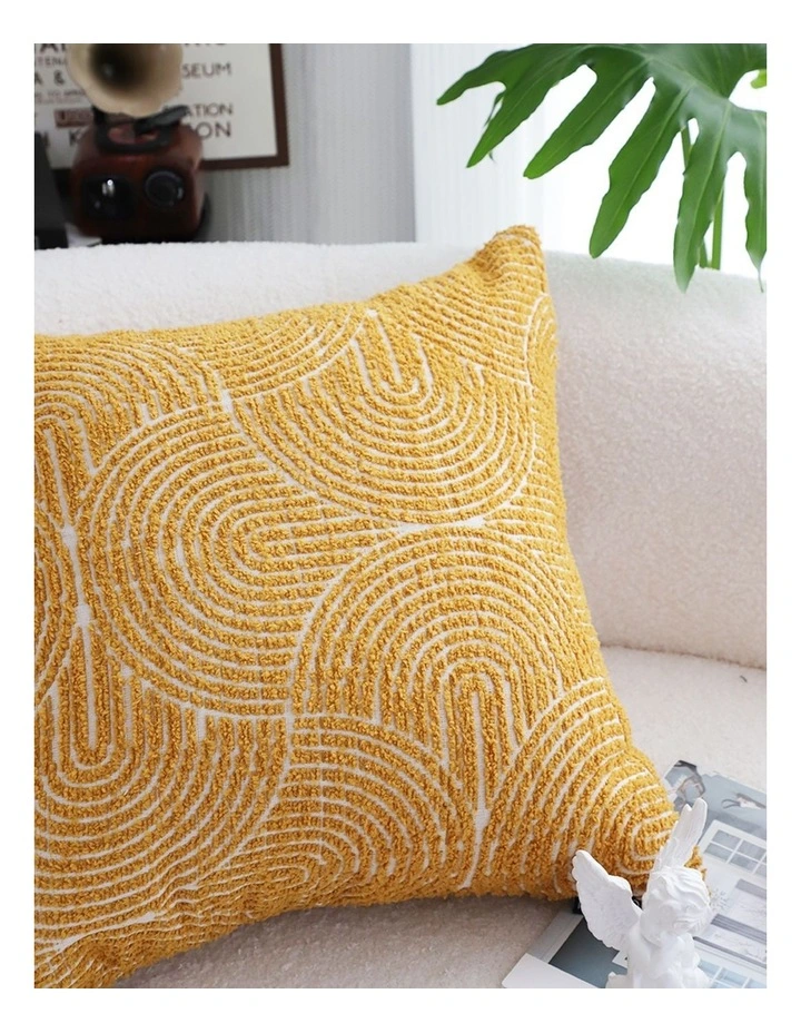 SOGA 2X 50cm Mustard Yellow Throw Pillow Geometric Indoor and Outdoor Corded for Home Decor image 4