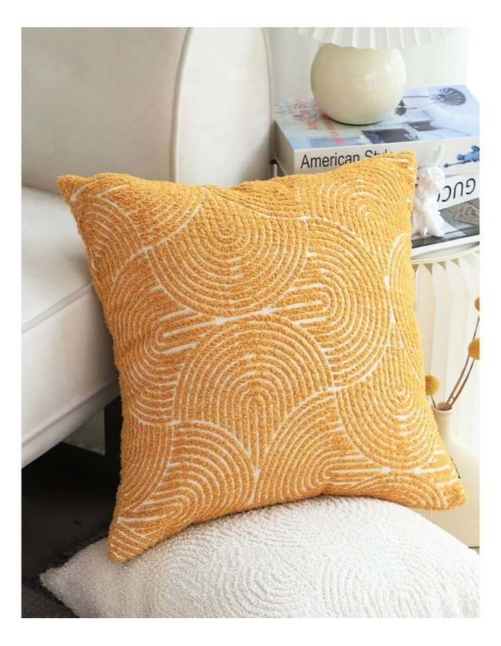 SOGA 2X 50cm Mustard Yellow Throw Pillow Geometric Indoor and Outdoor Corded for Home Decor image 6