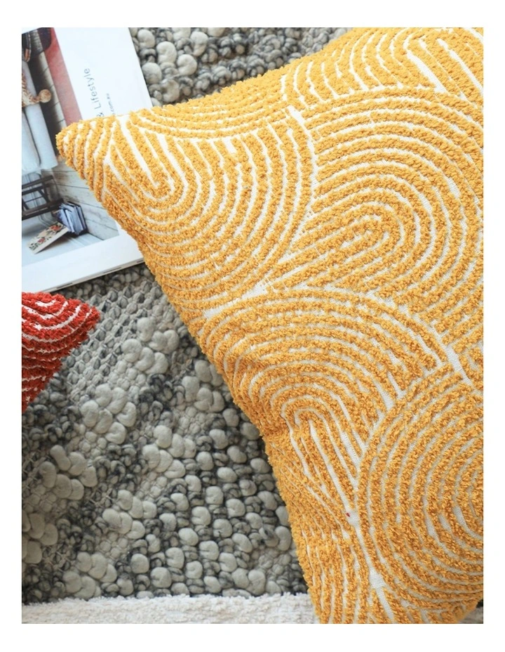 SOGA 2X 50cm Mustard Yellow Throw Pillow Geometric Indoor and Outdoor Corded for Home Decor image 7