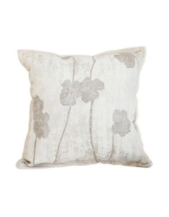 SOGA 2X 45cm Botanical Beige Poppy Flower Print Linen Decorative Throw Pillow