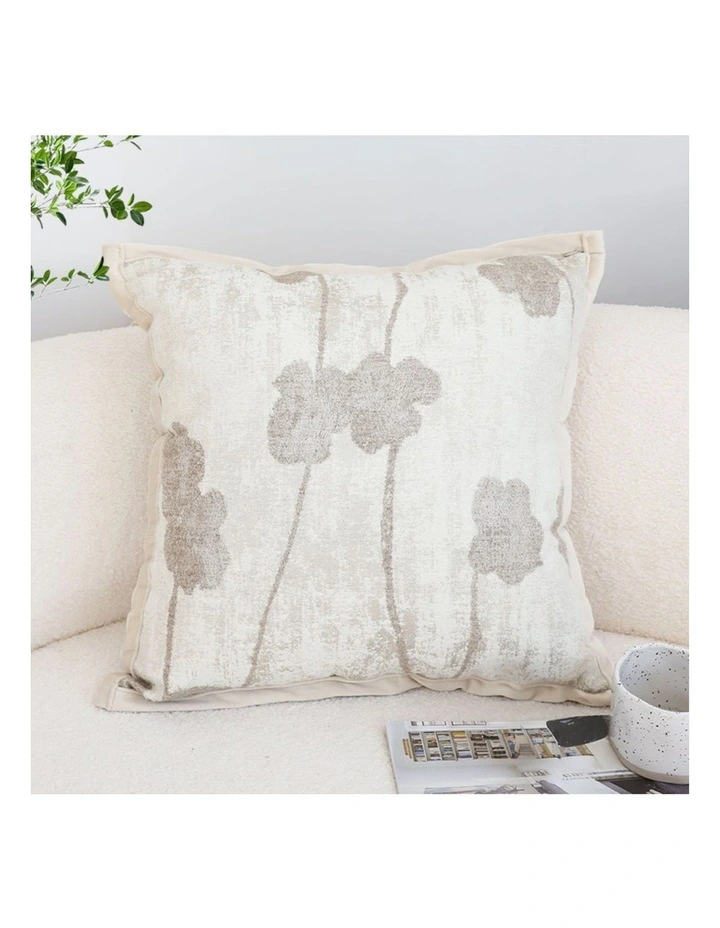 SOGA 2X 45cm Botanical Beige Poppy Flower Print Linen Decorative Throw Pillow image 2