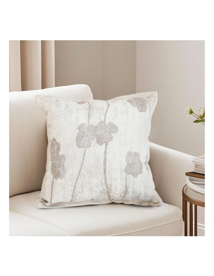 SOGA 2X 45cm Botanical Beige Poppy Flower Print Linen Decorative Throw Pillow image 3
