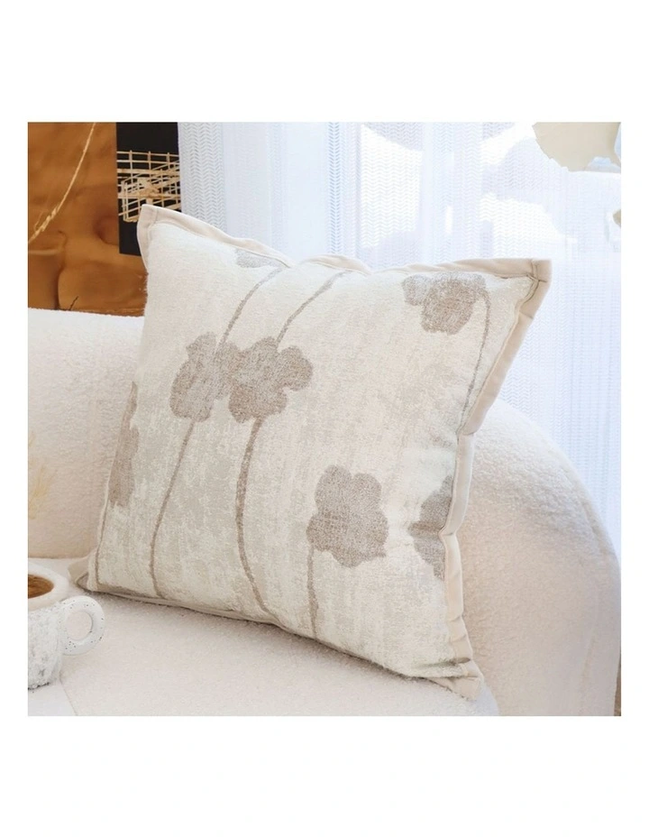 SOGA 2X 45cm Botanical Beige Poppy Flower Print Linen Decorative Throw Pillow image 4