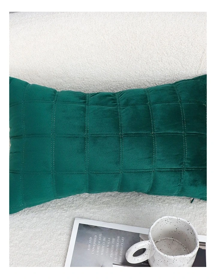 SOGA 2 Pack Green Velvet Quilted Grid Throw Pillow 30cm image 6