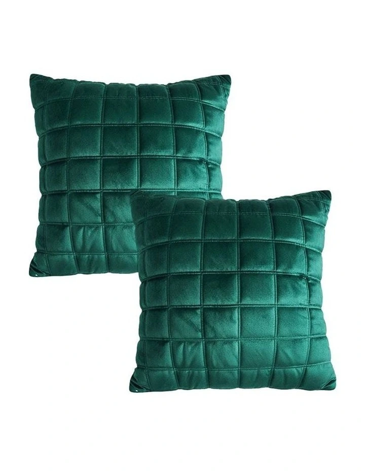 SOGA 2 Pack Yellow Quilted Grid Throw Pillow 30cm image 1
