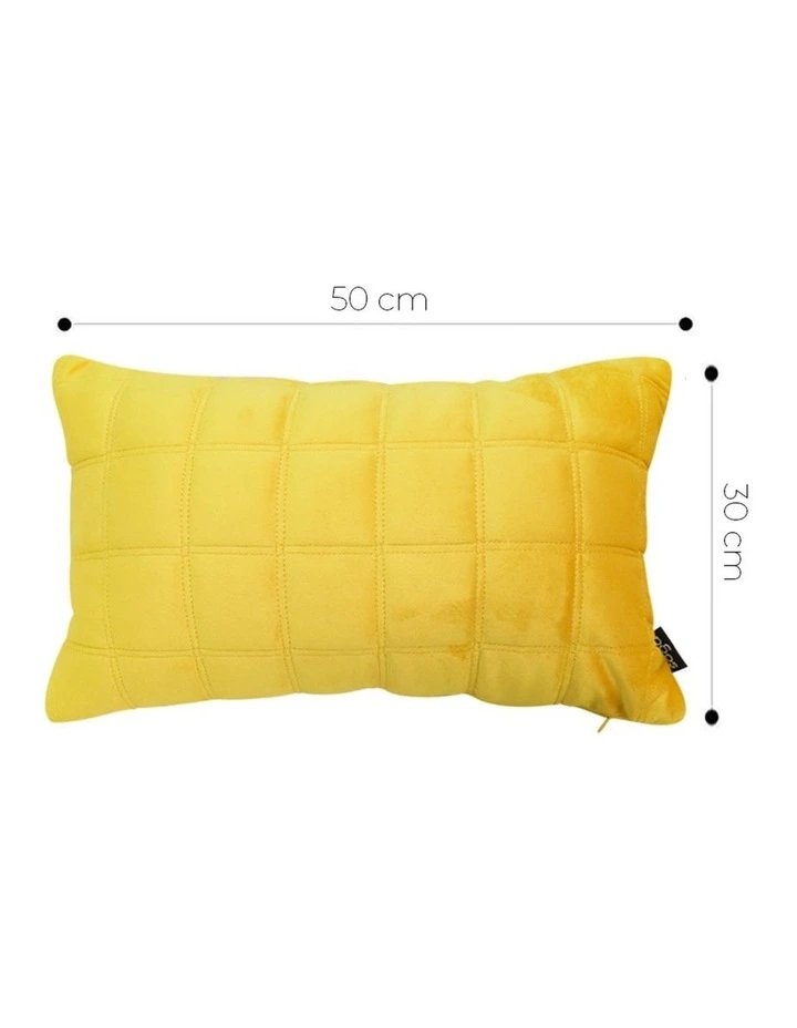 SOGA 2 Pack Yellow Quilted Grid Throw Pillow 30cm image 5