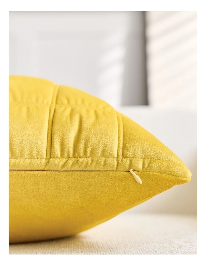 SOGA 2 Pack Yellow Quilted Grid Throw Pillow 30cm image 7