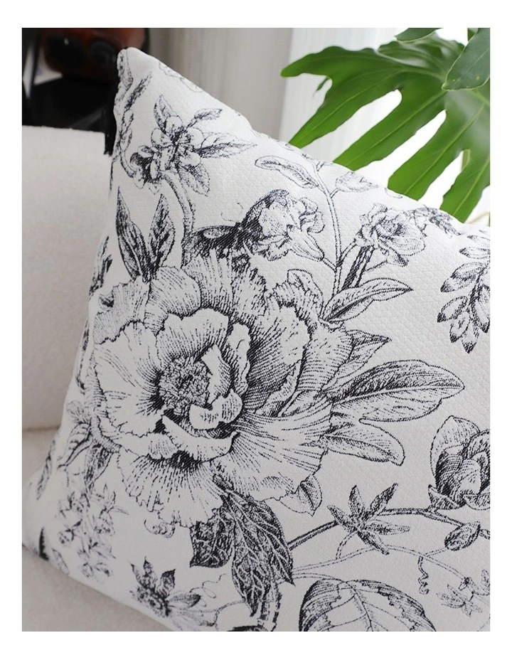 SOGA 2X 50cm Throw Pillow  Black and White Elegant Floral Print with Tassel Accents Home Decor image 7
