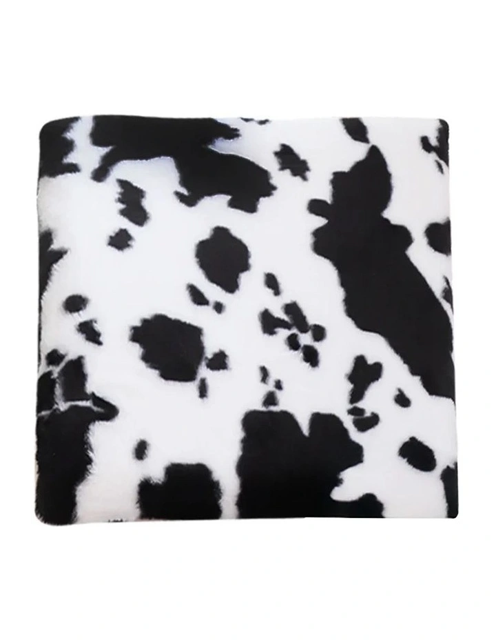 SOGA 50cm Black Cow Print Square Plush Cushion image 1