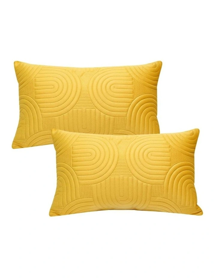 SOGA 2 Pack Yellow Textured Geometric Accent Throw Pillow 30cm image 1