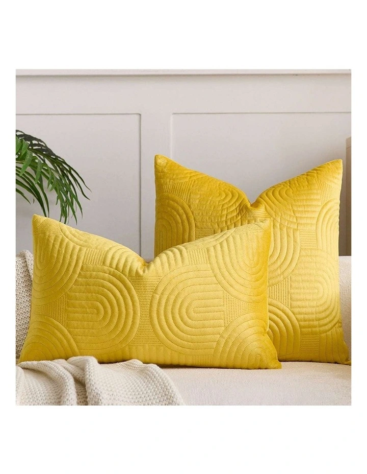 SOGA 2 Pack Yellow Textured Geometric Accent Throw Pillow 30cm image 2