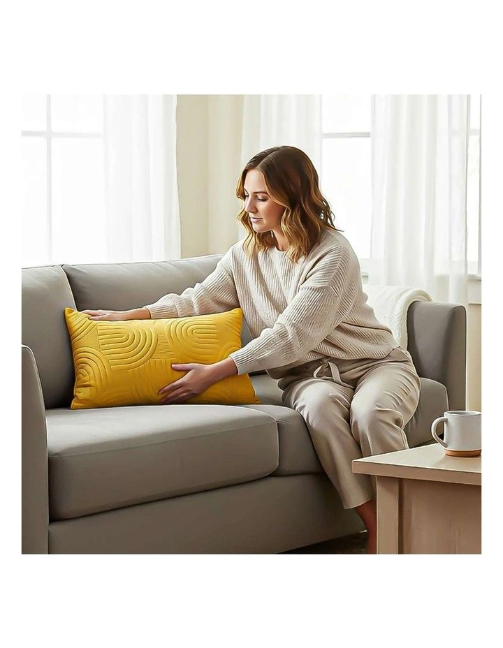 SOGA 2 Pack Yellow Textured Geometric Accent Throw Pillow 30cm image 7
