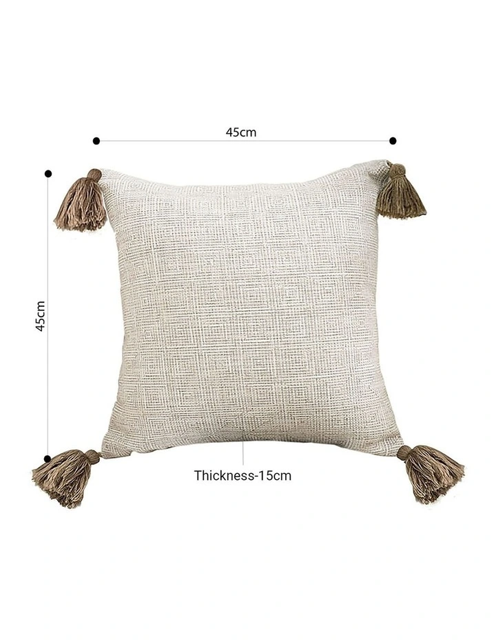 SOGA 2X 50cm Beige Pillow Textured Throw Cover, Luxurious Rib Knit Ribbed Cotton Throw Pillow image 2