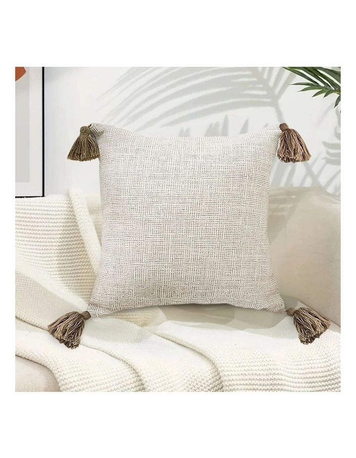 SOGA 2X 50cm Beige Pillow Textured Throw Cover, Luxurious Rib Knit Ribbed Cotton Throw Pillow image 3