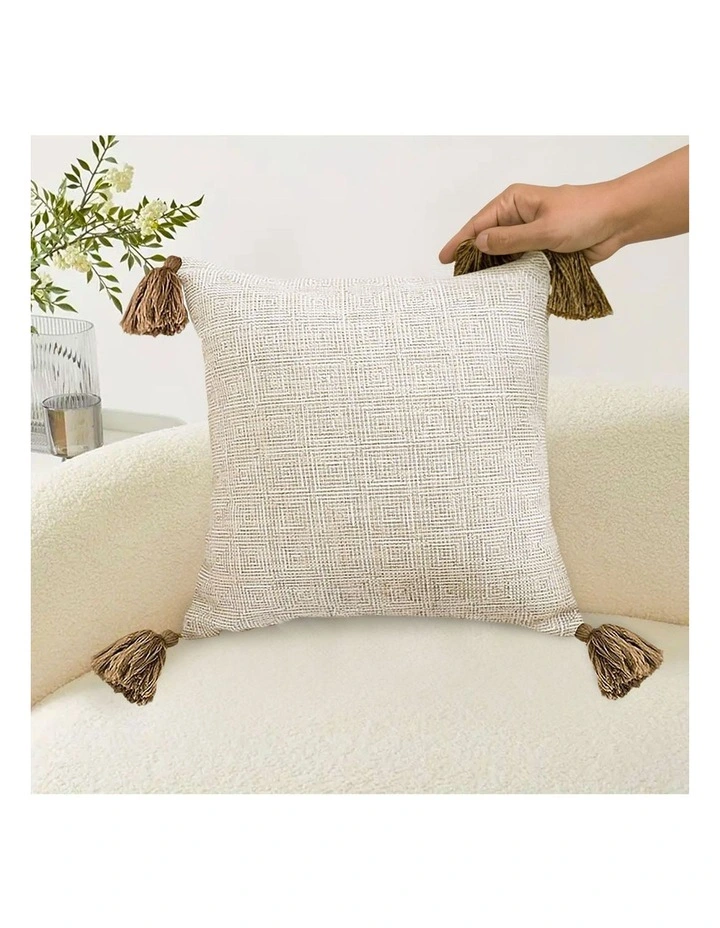 SOGA 2X 50cm Beige Pillow Textured Throw Cover, Luxurious Rib Knit Ribbed Cotton Throw Pillow image 4