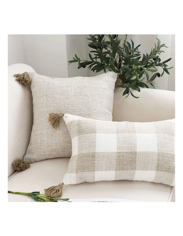 SOGA 2X 50cm Beige Pillow Textured Throw Cover, Luxurious Rib Knit Ribbed Cotton Throw Pillow image 5