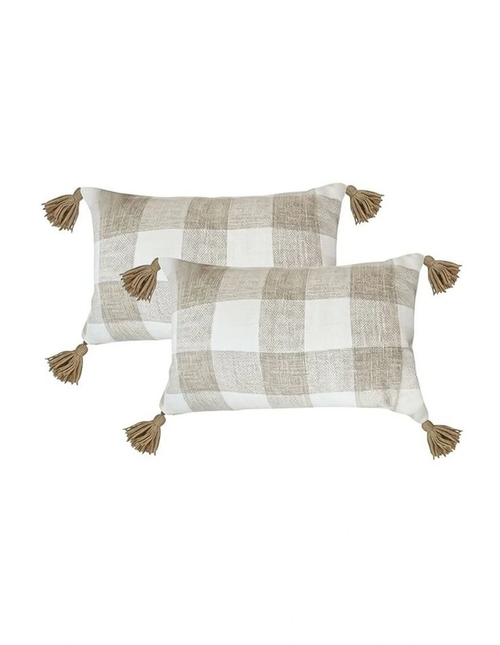 SOGA 2X 35CM Pillow Lumbar Cover Decorative Plaid Farmhouse Cushion Throw Pillow image 1