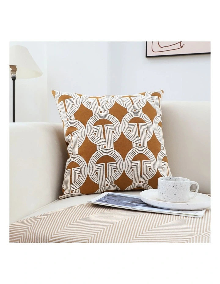 SOGA 2X 45cm Brown Circular Chain Jacquard Square Pillow Decorative Cushion for Living Room image 3