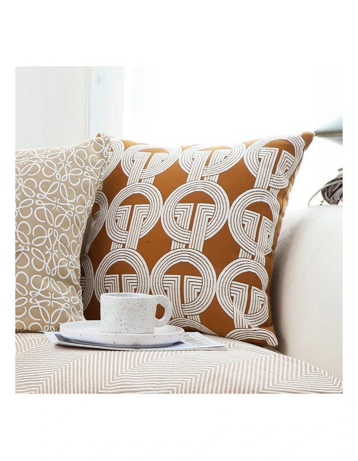 SOGA 2X 45cm Brown Circular Chain Jacquard Square Pillow Decorative Cushion for Living Room image 5
