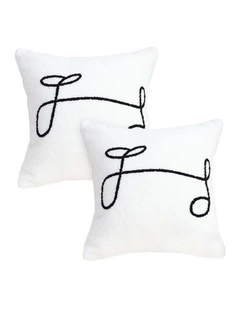 SOGA 2 Pack White Embroidered Cushion 45x45x15cm