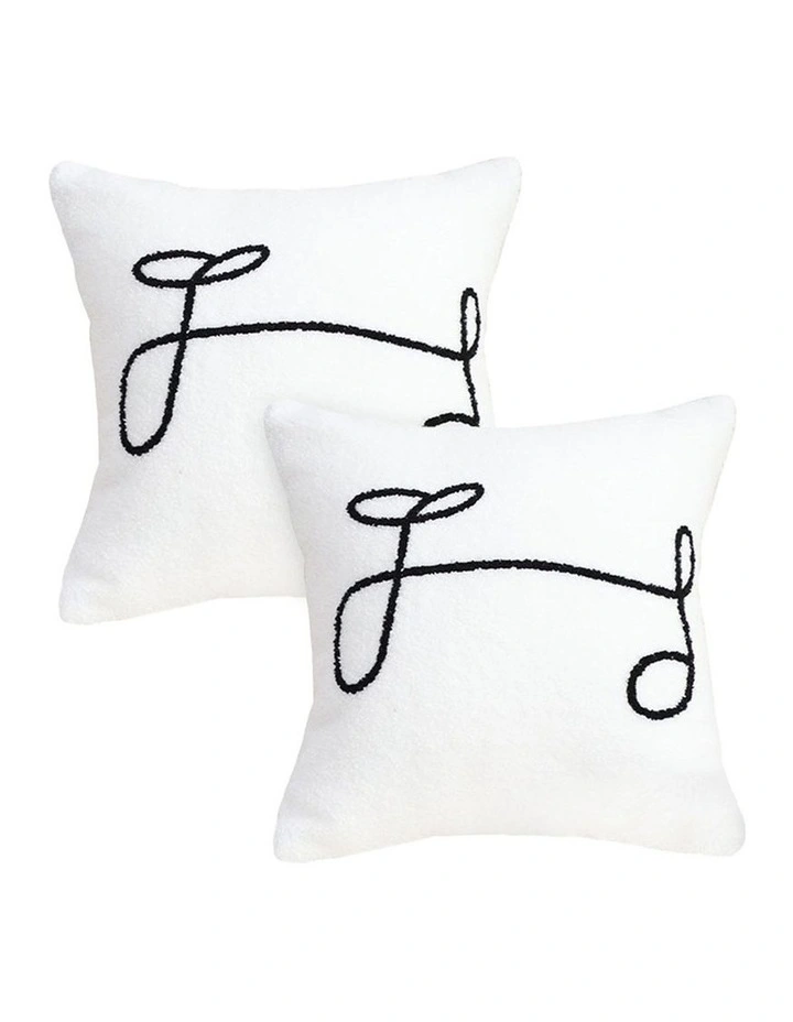 SOGA 2 Pack White Embroidered Cushion 45x45x15cm image 1