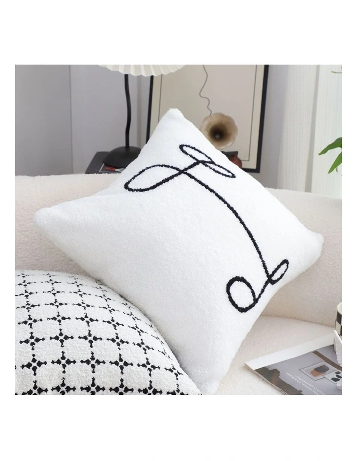 SOGA 2 Pack White Embroidered Cushion 45x45x15cm image 7