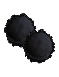 SOGA 2X 45X Butterfly Black Vintage Lotus Leaf Edge Round Throw Pillow