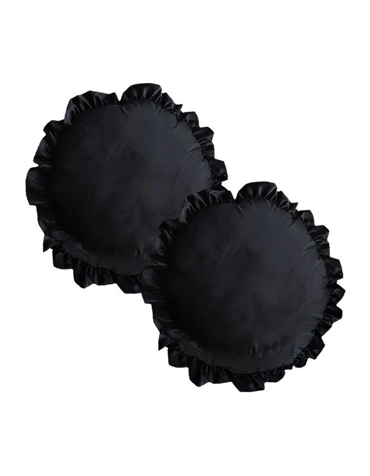SOGA 2X 45X Butterfly Black Vintage Lotus Leaf Edge Round Throw Pillow image 1