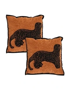 SOGA 2X 45cm Stylish Golden Yellow Black Leopard Pattern Throw Pillow