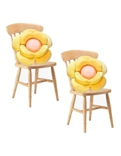 SOGA 2X Yellow Flower Shape Plush Cushion Soft Decorative Pillow Decor