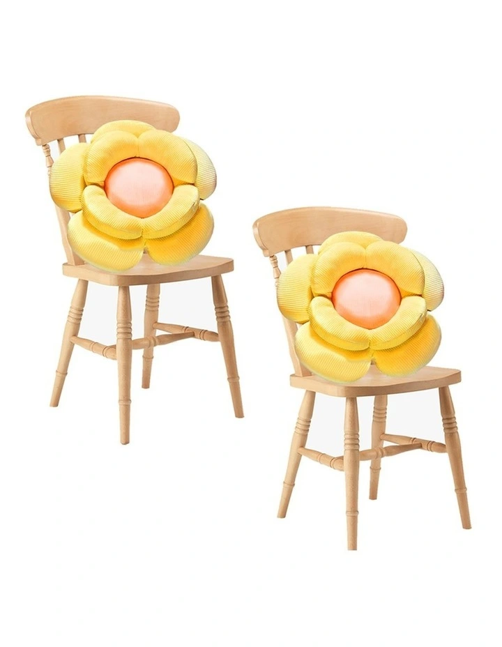 SOGA 2X Yellow Flower Shape Plush Cushion Soft Decorative Pillow Decor image 1