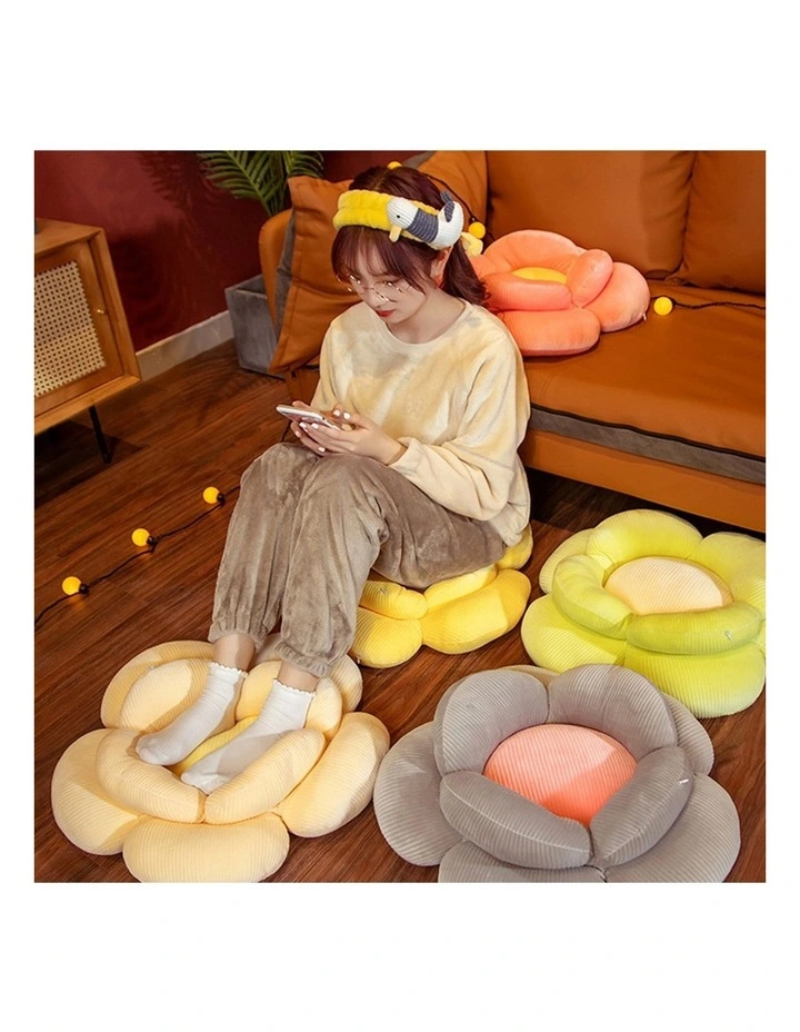 SOGA 2X Yellow Flower Shape Plush Cushion Soft Decorative Pillow Decor image 2