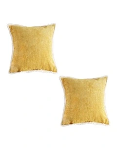 SOGA 2X 50cm Throw Pillow Turmeric Yellow Aesthetic Chenille Texture for Home Decor