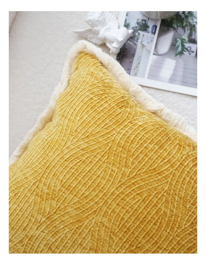 SOGA 2X 50cm Throw Pillow Turmeric Yellow Aesthetic Chenille Texture for Home Decor image 3
